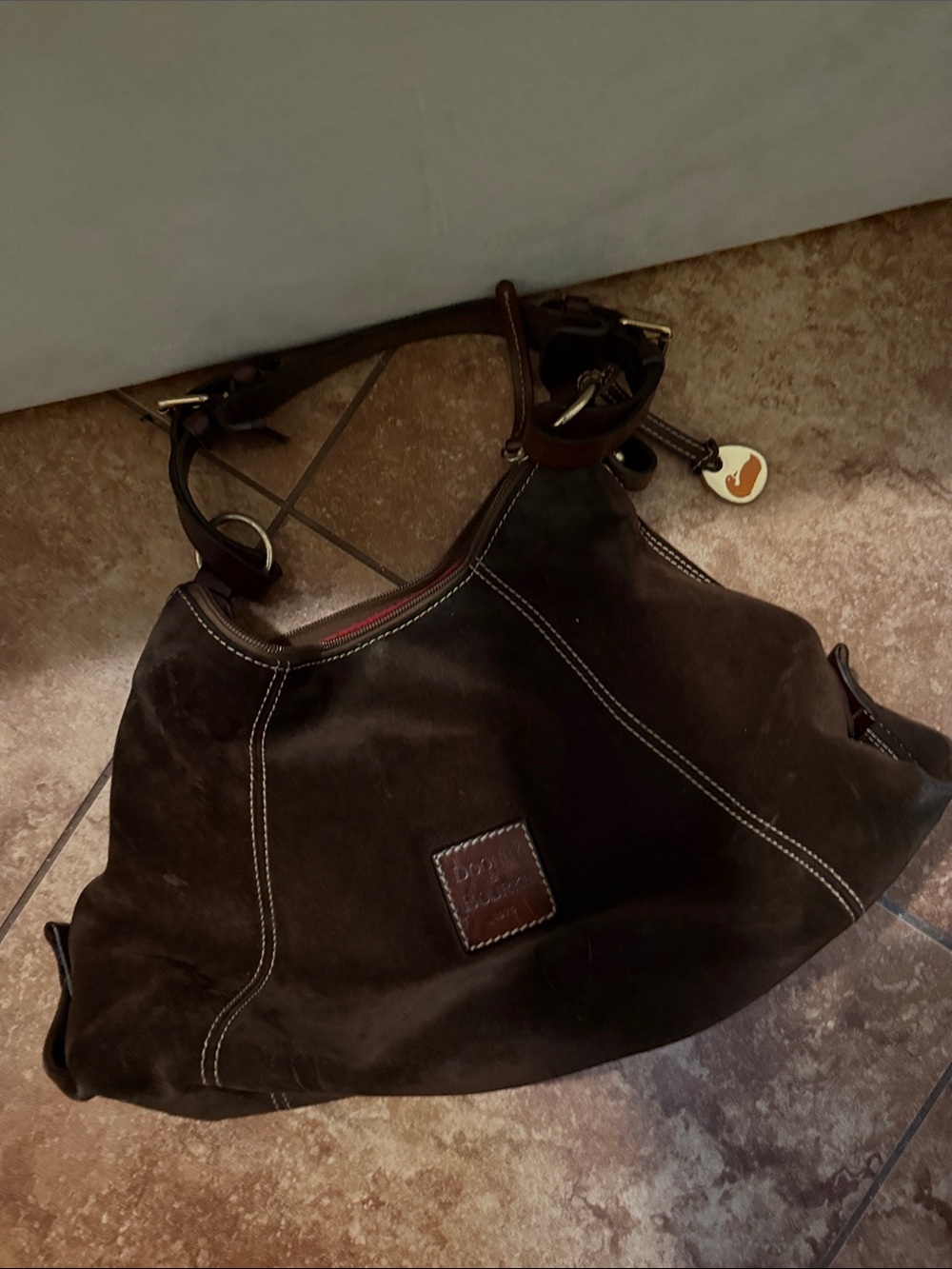Dooney & Bourke Dark Brown Suede Shoulder Bag